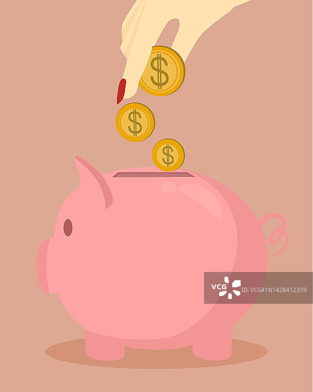 储蓄罐矢量图，储蓄或开设银行存款的概念图片素材