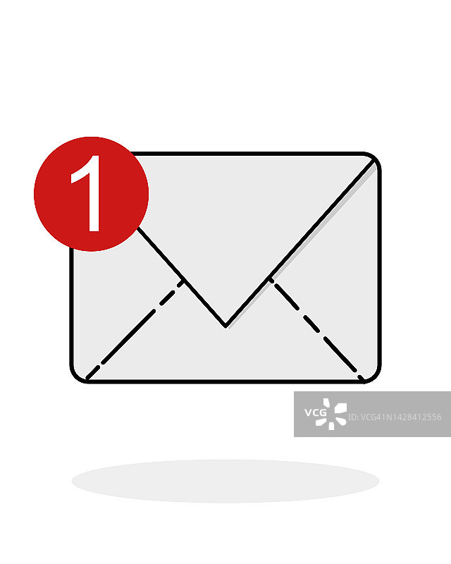 带通知的信封图标插画图片素材