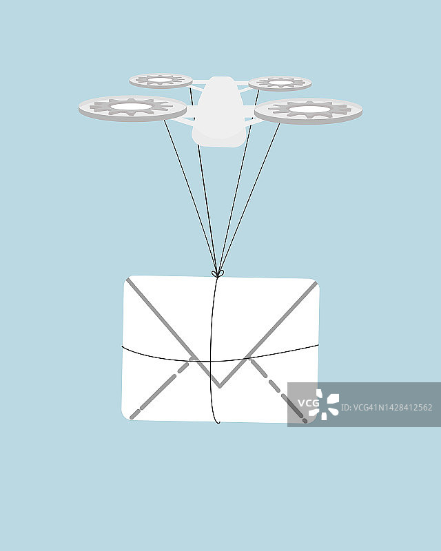 无人机向某人递送大信的矢量图片素材