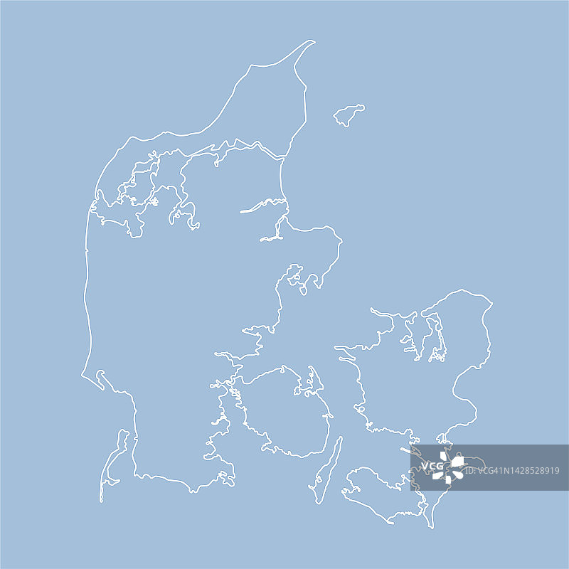 丹麦矢量轮廓地图模板 欧洲国家图片素材
