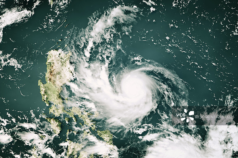 2022年台风奥鹿云图菲律宾海3D渲染彩色图片素材
