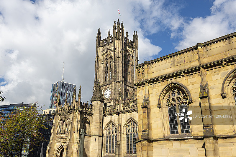 英国曼彻斯特市的曼彻斯特座堂图片素材