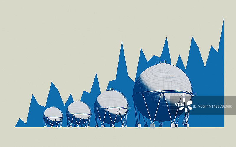储气罐与上升曲线图背景图片素材
