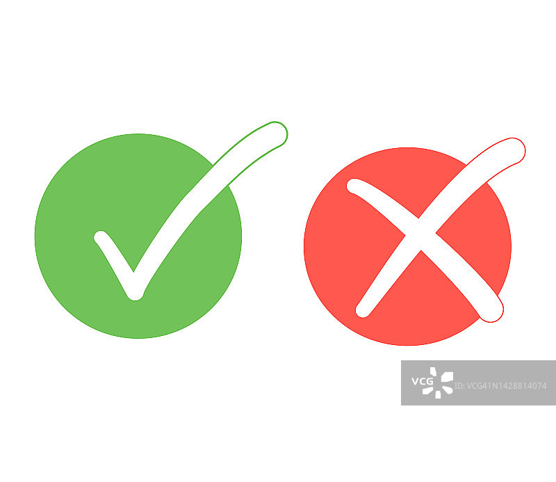 表示正确和错误的勾叉符号插画图片素材