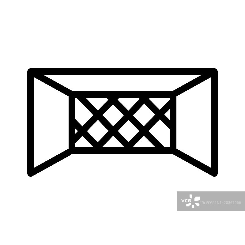 足球球门线图标：足球矢量图标移动概念和网页设计的简单图示，简单可编辑设计，设计模板矢量图片素材