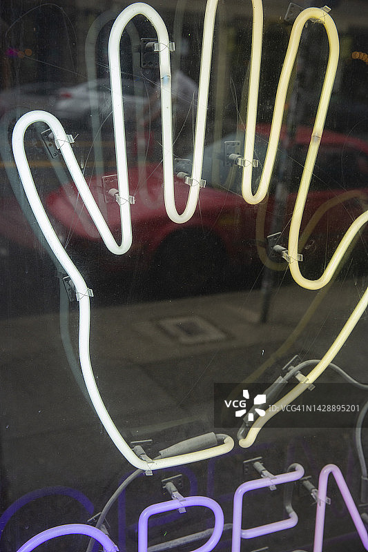 霓虹手相算命标志图片素材