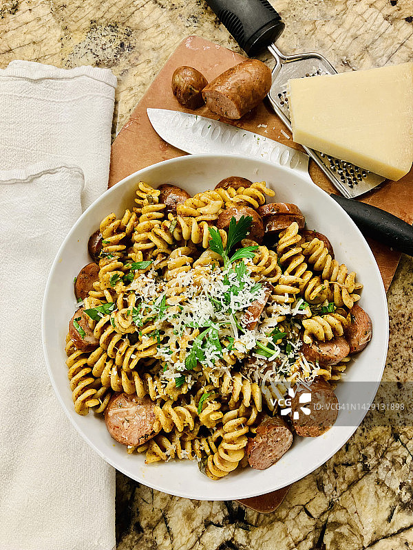 健康鸡肉香肠意面系列图片素材