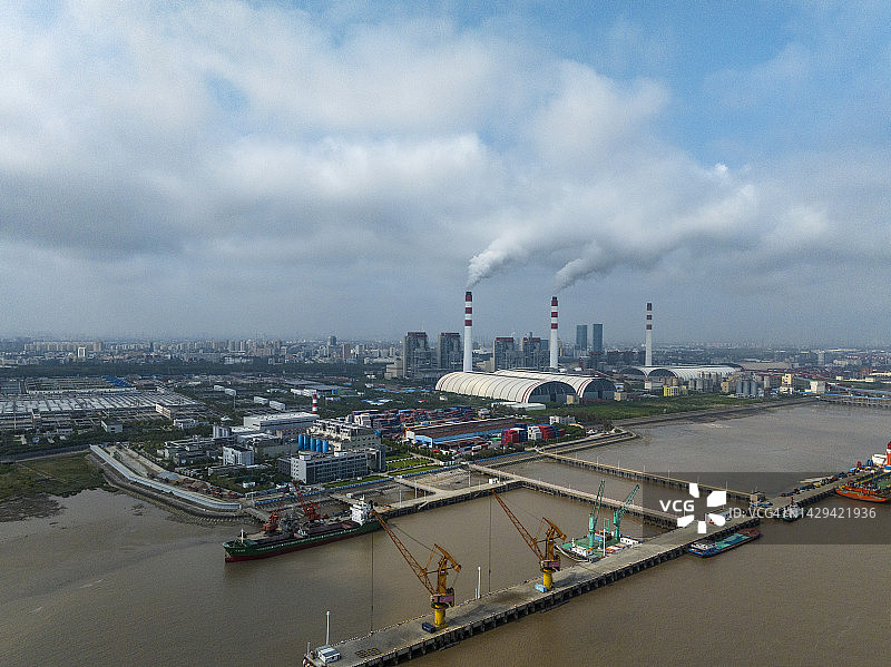 火力发电鸟瞰图图片素材