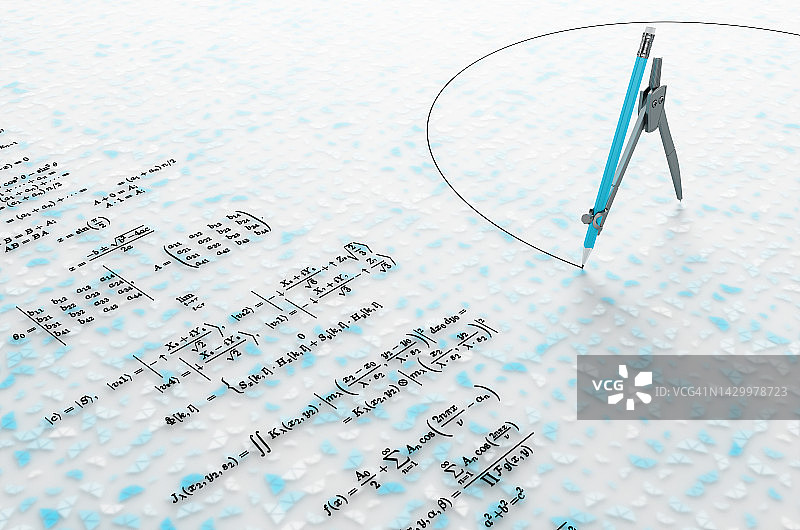 圆规铅笔与数学公式图片素材