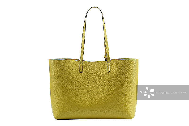 白色背景上隔离的黄色皮革女士钱包图片素材