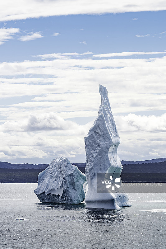 加拿大纽芬兰和拉布拉多的波纳维斯塔狼湾上的冰山图片素材