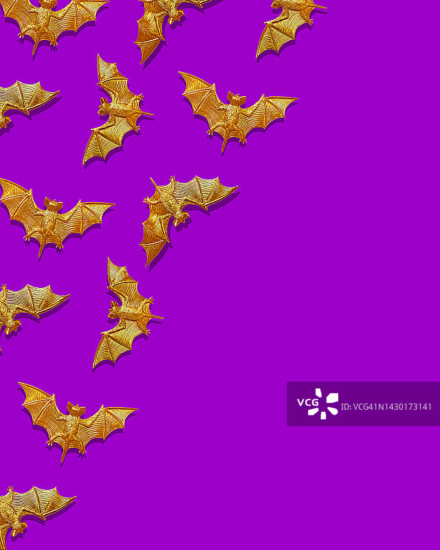 紫色背景上的塑料蝙蝠玩具图片素材