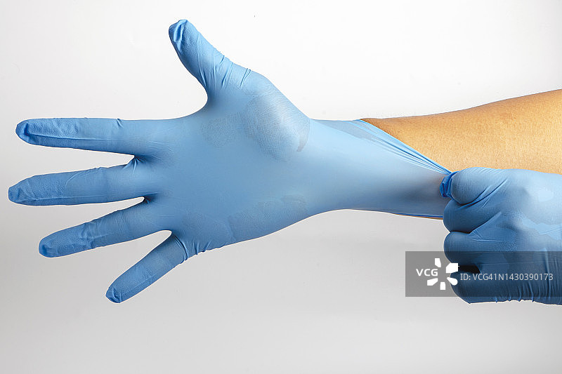 蓝色丁腈手套图片素材