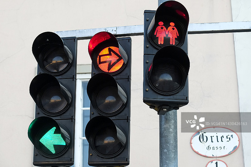 街道上不同的交通信号灯图片素材