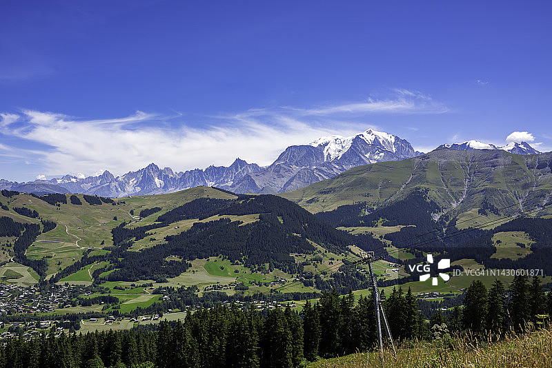 阿利山谷和梅杰夫村，以勃朗峰为背景图片素材
