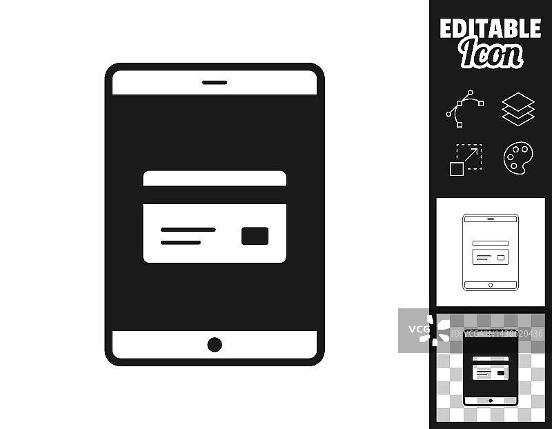 有信用卡的平板电脑。图标设计。轻松地编辑图片素材