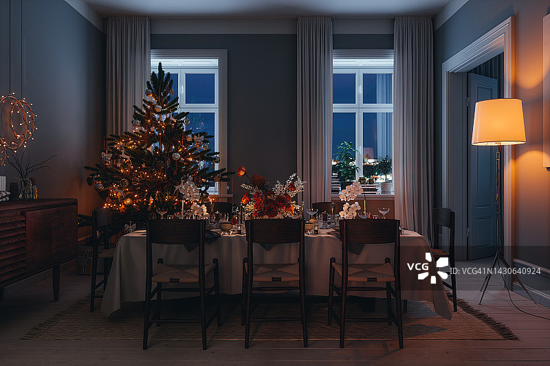 居家圣诞节节日晚餐图片素材