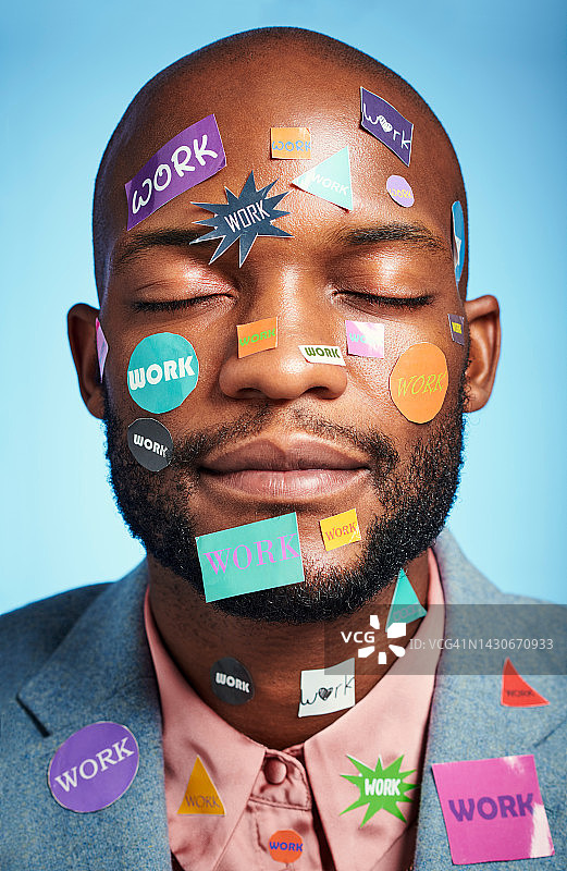 工作压力大的商人面部倦怠贴纸图片素材