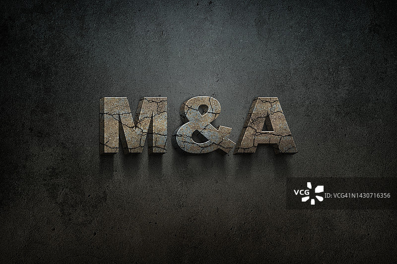 深蓝色3D字母阴影中的并购信息图片素材