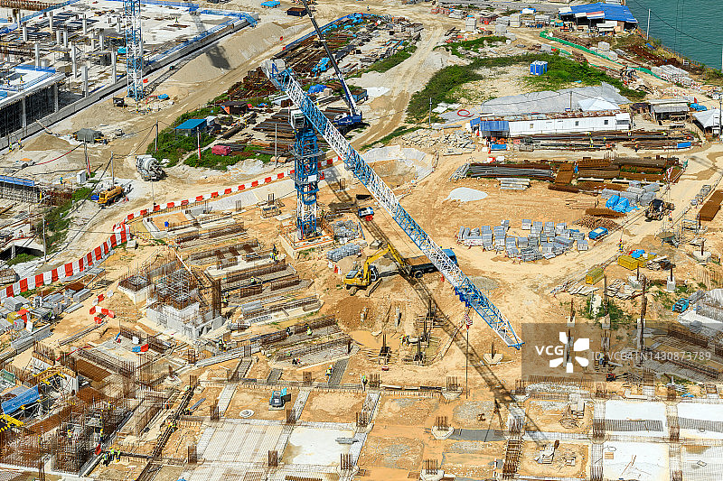 建筑工地高角度视图图片素材
