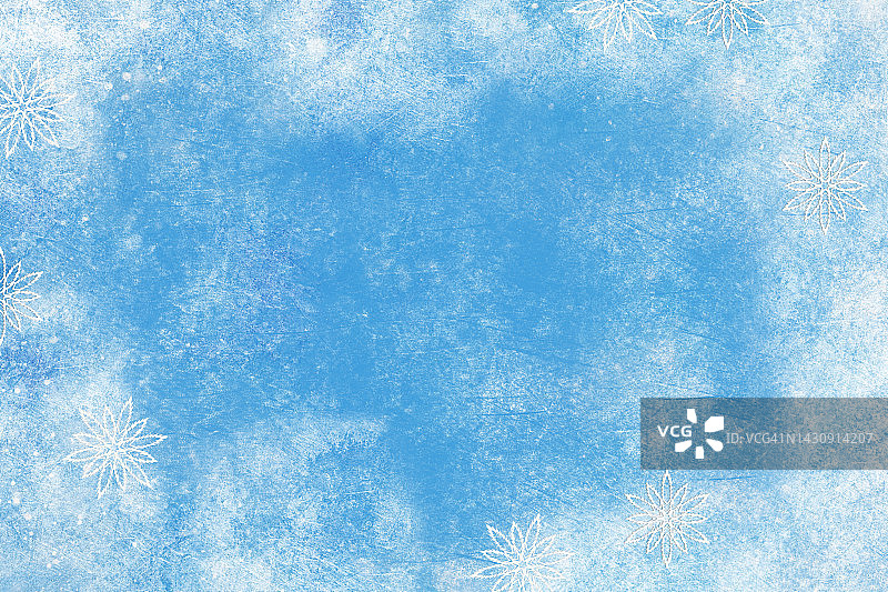 淡蓝色剪纸雪花边框图片素材