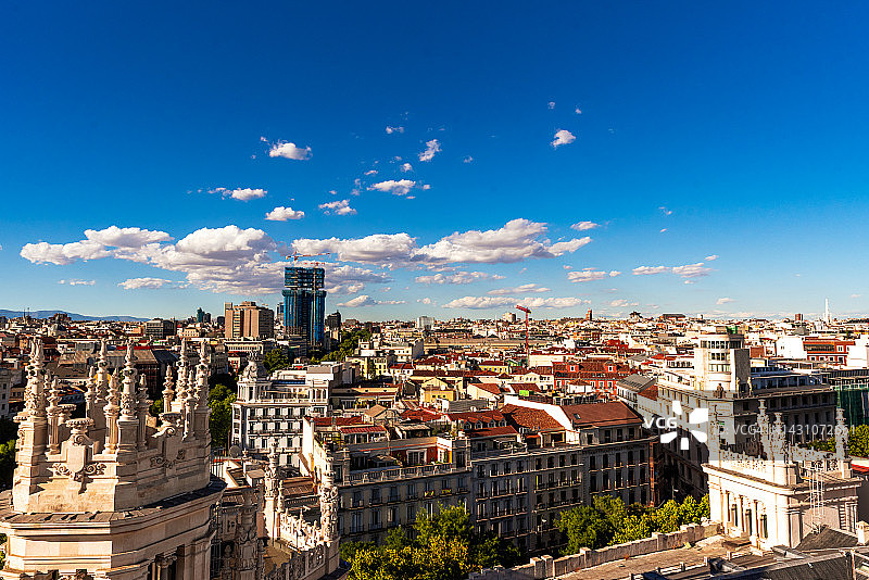 从瞭望点看到的马德里城市景观，西班牙首都图片素材