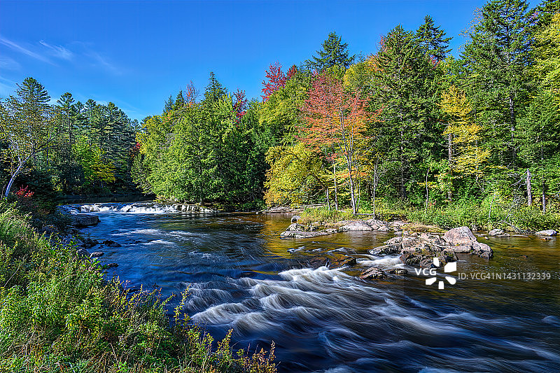 纽约州普莱西德湖附近奥塞布尔河的流水图片素材