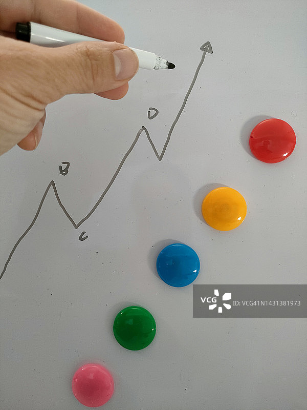 带有彩色磁铁和笔的加密货币图表图片素材