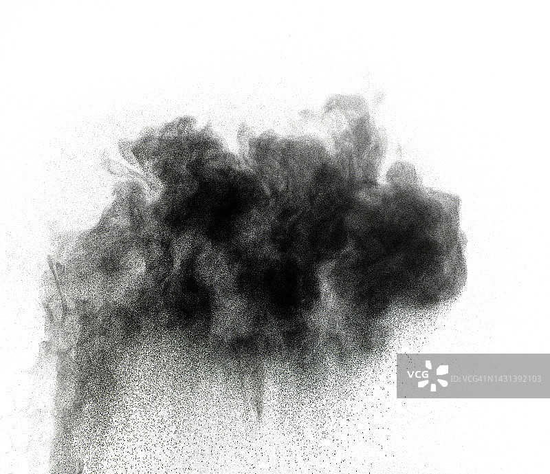 白色背景上爆炸产生的尘埃和烟雾冲击波图片素材