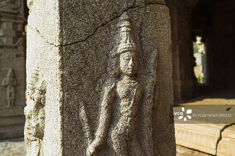 Achyutaraya神庙的雕刻特写图片素材