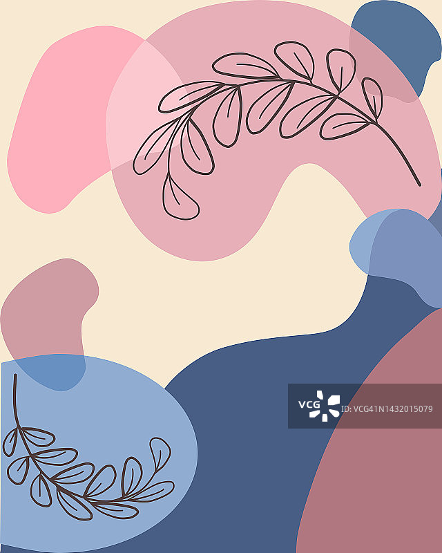 花卉背景矢量图，彩色背景上的树叶图案图片素材