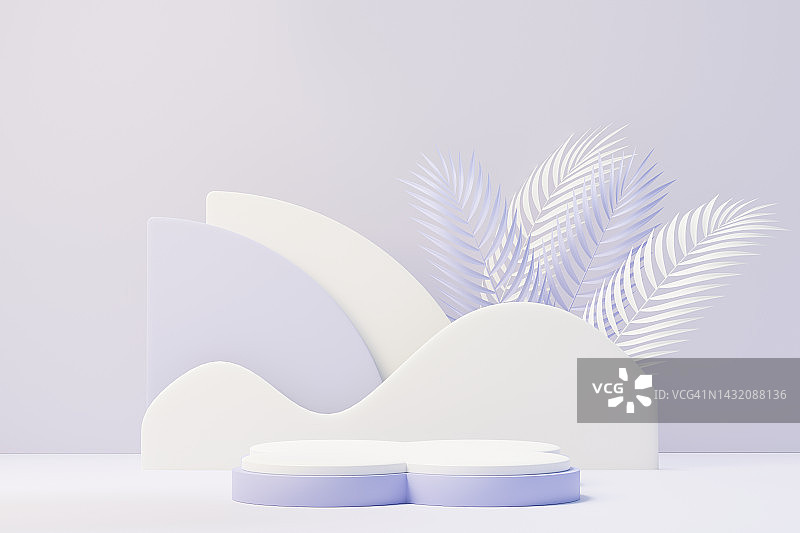 3D渲染 美容展示台，2022年度代表色设计，用于产品展示和广告 简约粉彩天空和梦幻场景 浪漫概念图片素材