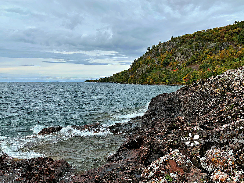 加拿大安大略省苏圣玛丽市格罗斯海岬保护区/苏必利尔湖图片素材