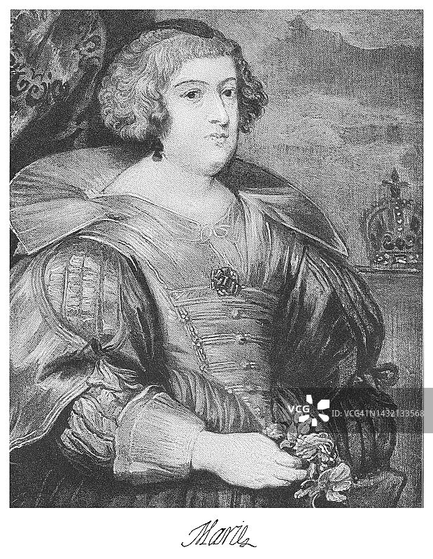 法国和纳瓦拉皇后玛丽·德·美第奇肖像图片素材