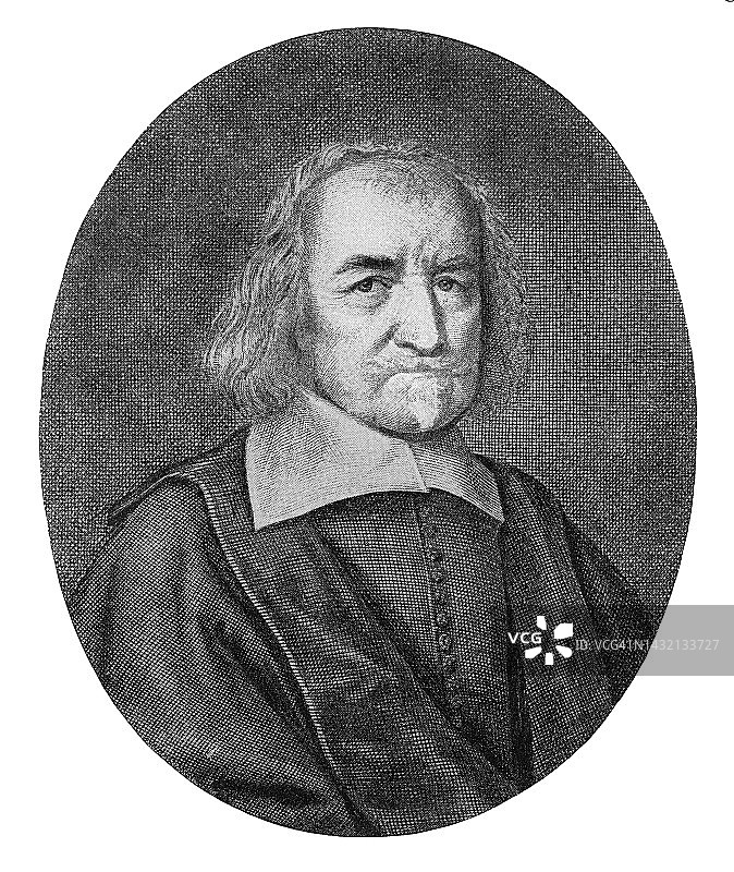 英国哲学家托马斯·霍布斯肖像，被认为是现代政治哲学的创始人之一图片素材