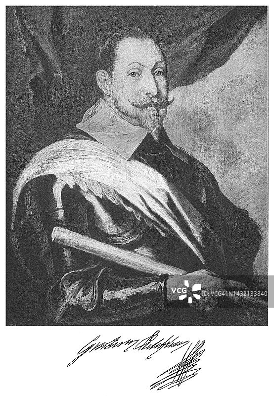 瑞典国王古斯塔夫·阿道弗斯（古斯塔夫二世·阿道夫）肖像图片素材