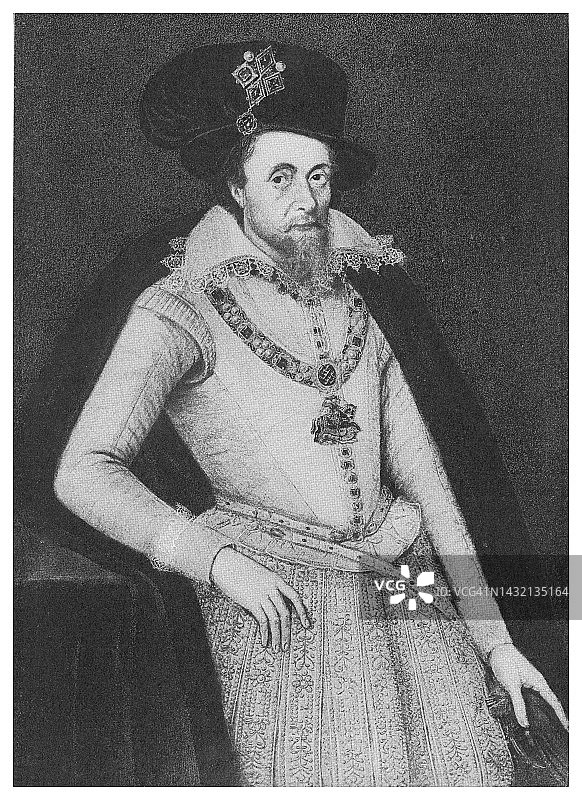 英国国王詹姆斯一世或詹姆斯六世肖像图片素材