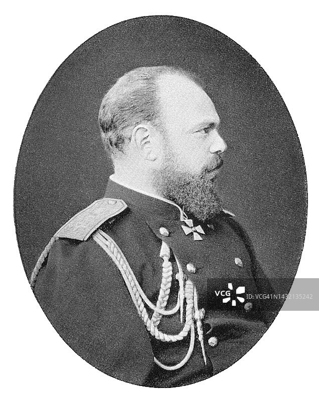 俄罗斯帝国皇帝、波兰王国国王和芬兰大公亚历山大三世的肖像图片素材