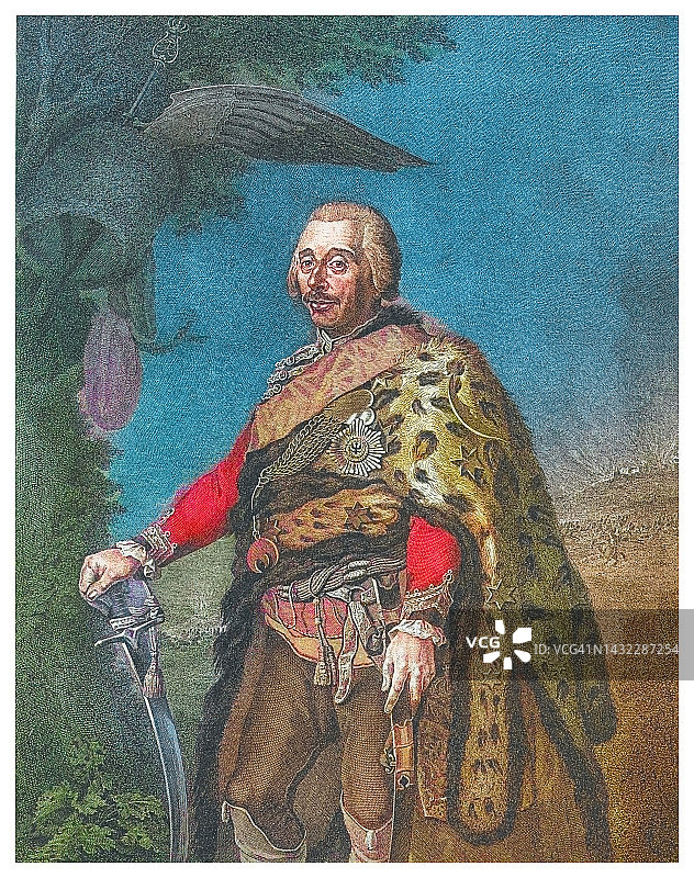 汉斯·约阿希姆·冯·齐滕肖像，腓特烈大帝时期的普鲁士军队骑兵将军图片素材