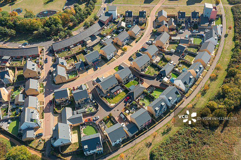 新建住宅区的无人机视角图片素材