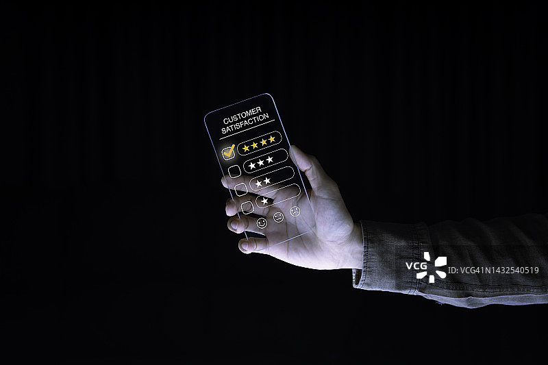 服务提供商满意度评级和评估，客户服务和满意度概念图片素材