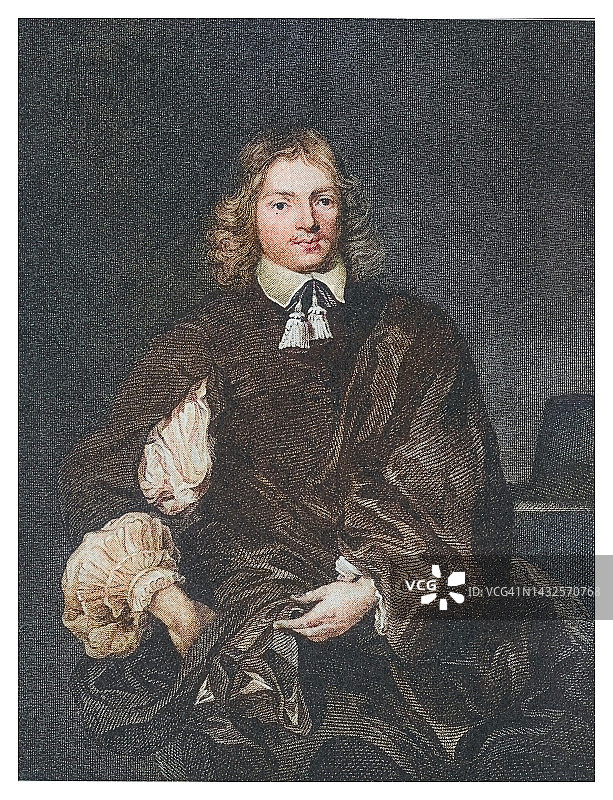 英国作家和政治家卢修斯·卡里，第二代福克兰子爵的肖像图片素材