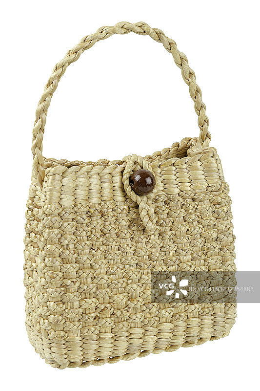 白色背景上的编织袋特写图片素材