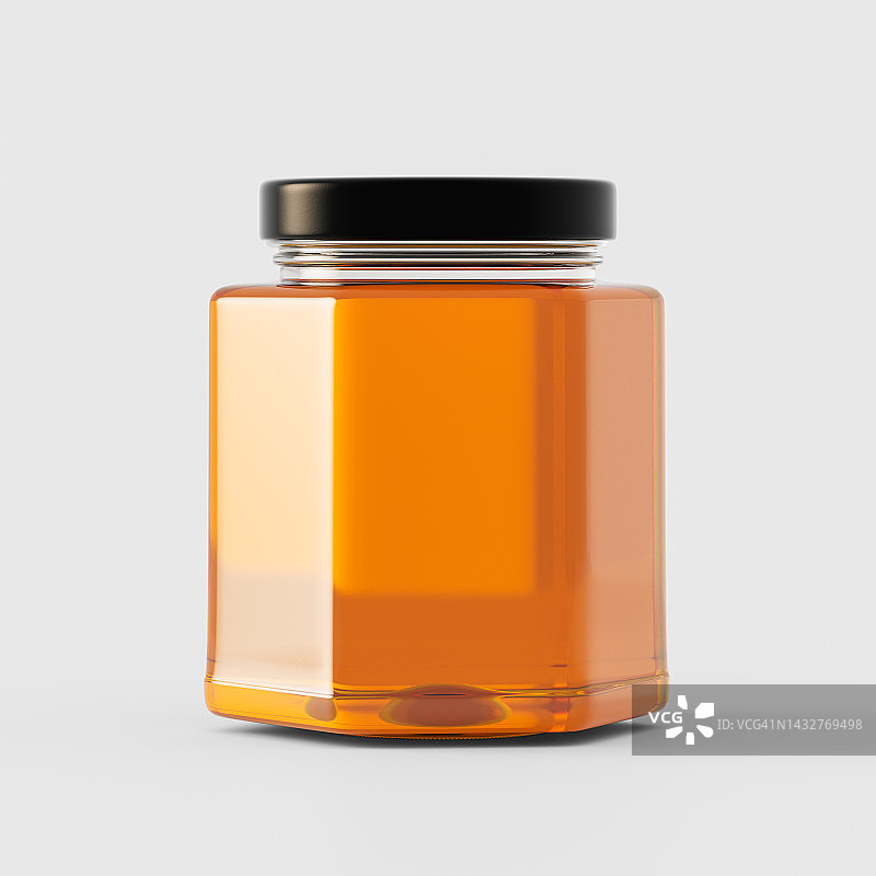 蜂蜜玻璃方罐图片素材