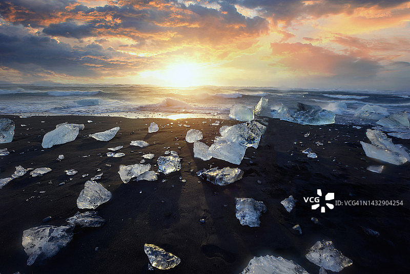 著名的钻石海滩的日落美景图片素材