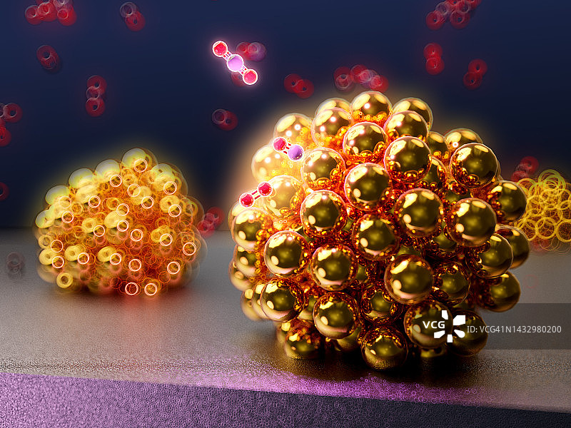 负载在基板上的纳米颗粒催化剂图片素材