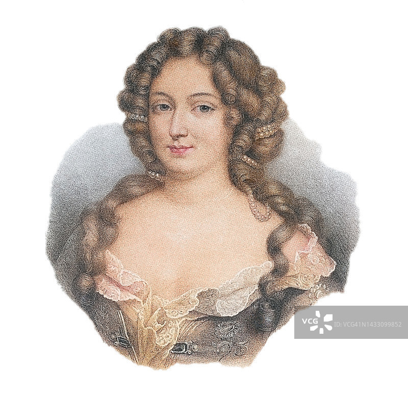 蒙特斯潘侯爵夫人弗朗索瓦丝-阿特奈丝·德·罗什舒阿尔·德·莫特马尔肖像图片素材