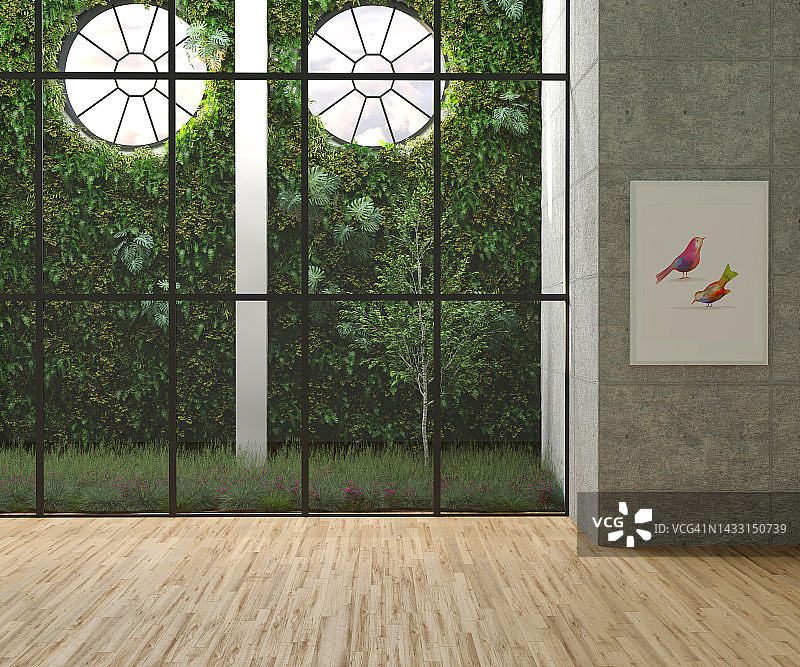 办公室里有树的绿色角落图片素材