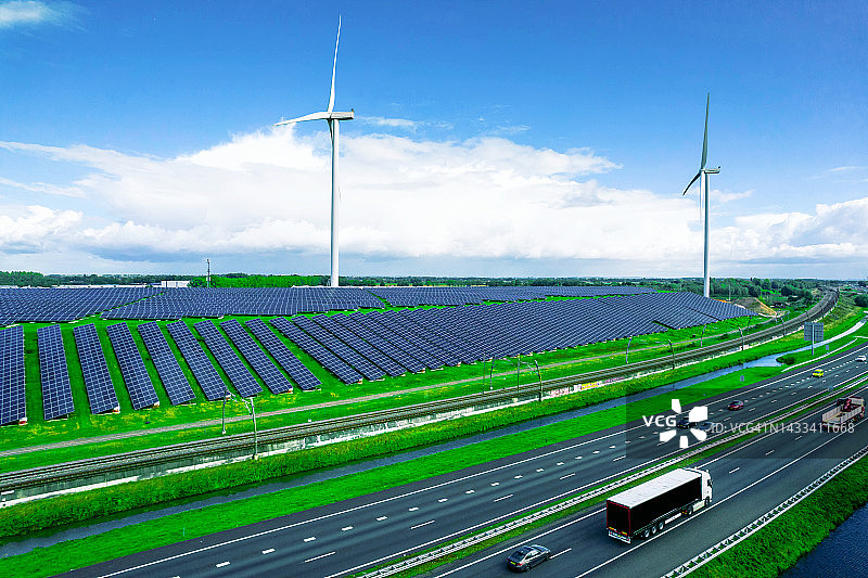 荷兰可持续能源公路鸟瞰图图片素材