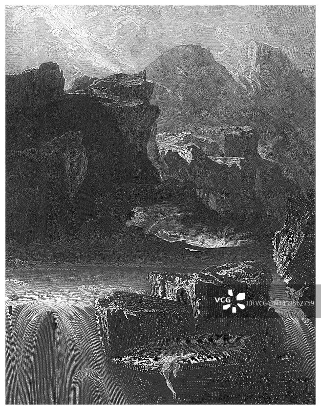 寻找遗忘之水的萨达克古版画图片素材